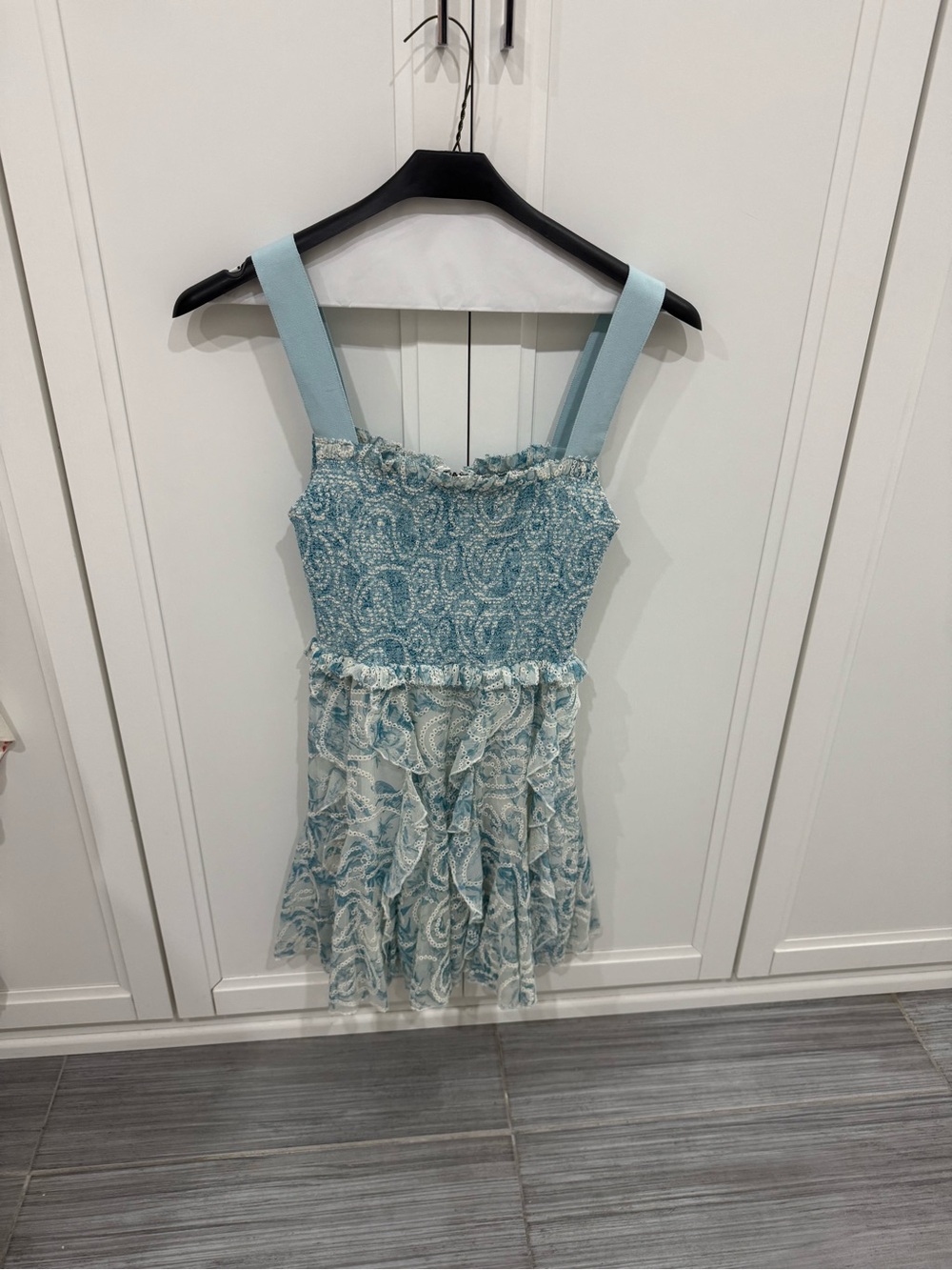 Alice and Olivia Light Blue Paisley mini dress